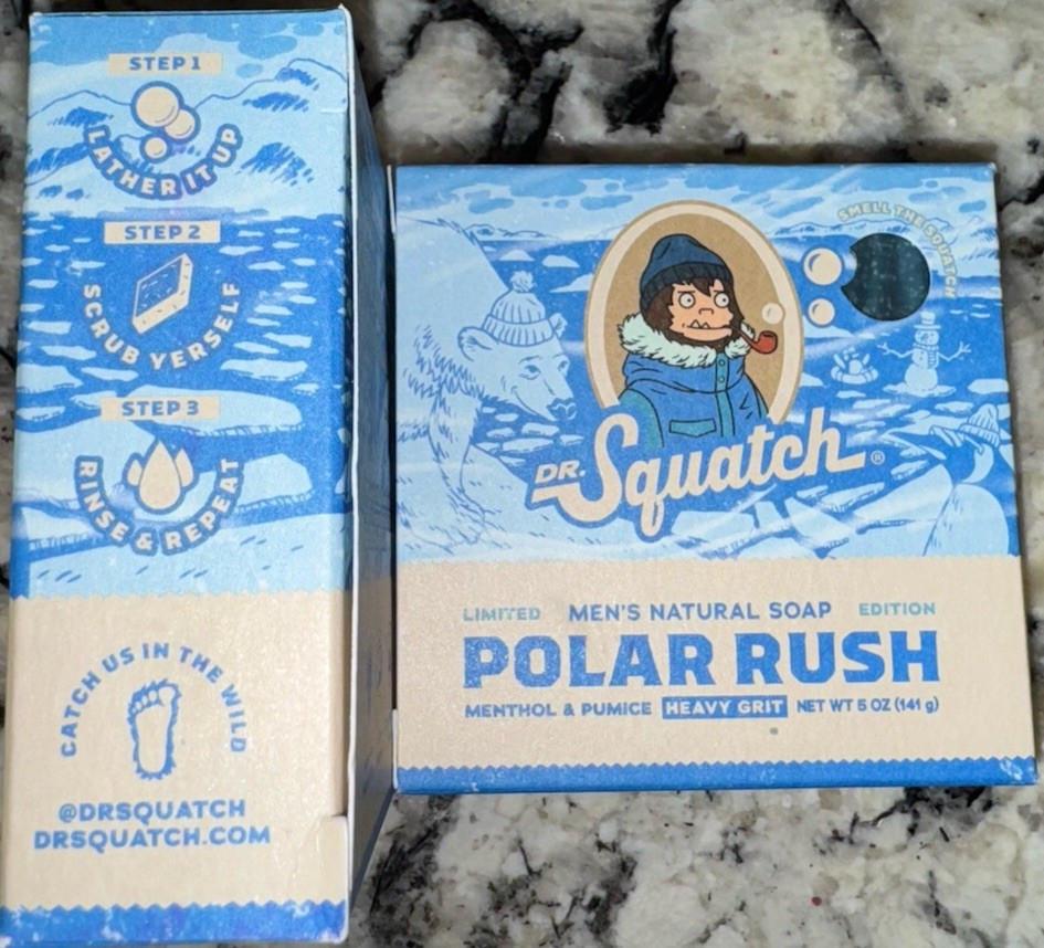 Dr. Squatch Natural Soap Polar Rush Heavy Grit 5oz Menthol Pumice Lot Of 2