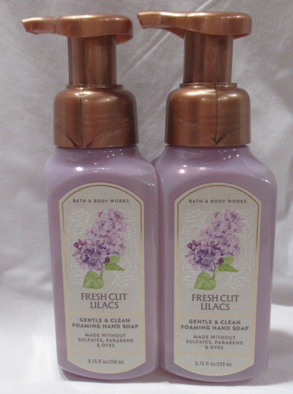 Bath & Body Works Gentle & Clean Foaming Hand Soap Lot Set of 2 FRESH CUT LILACS