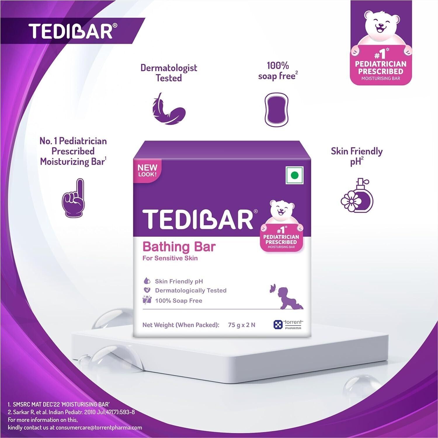 Tedibar Baby Bathing Bar (75gm, Pack of 2)