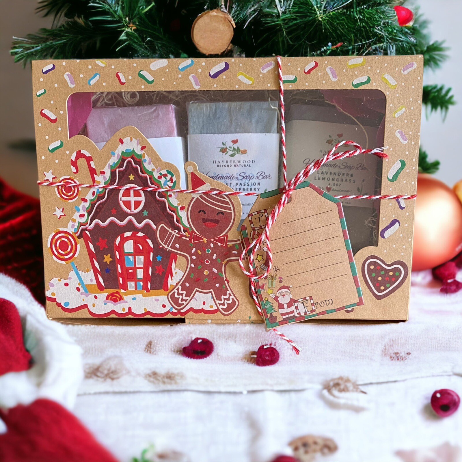 Christmas Spa Gift Box, Handmade Full Size Bar Soaps, Romantic Massage &Body Oil