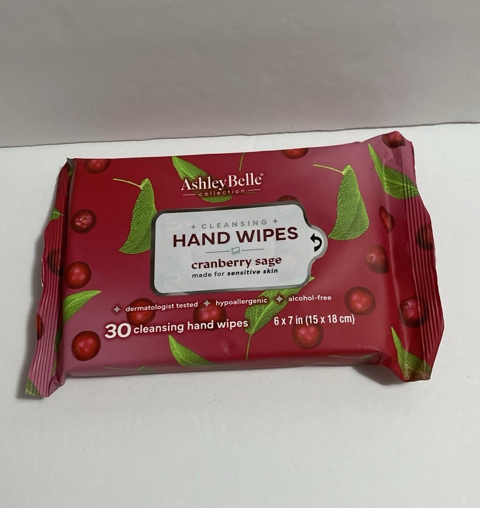 Ashley Belle Hand Wipes Cranberry Sage 30 Pcs