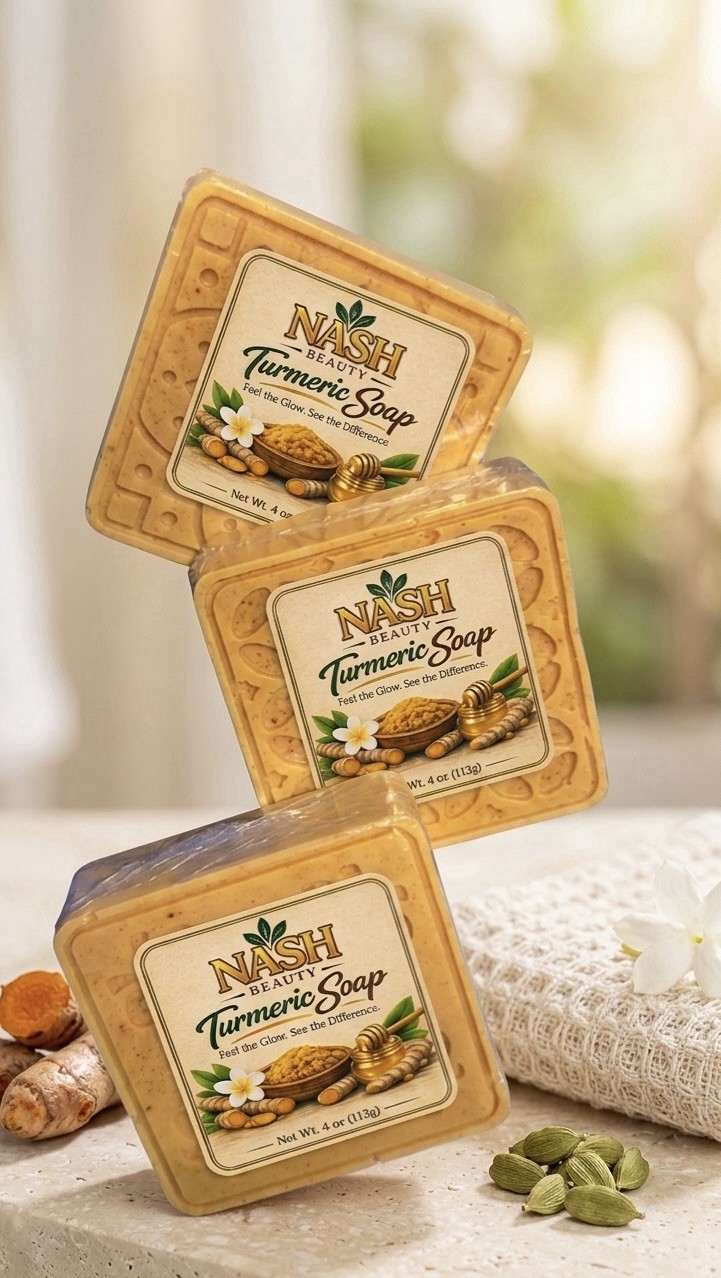 NASH Beauty Turmeric Soap Bar 4oz Handmade Glow Soap for Face & Body