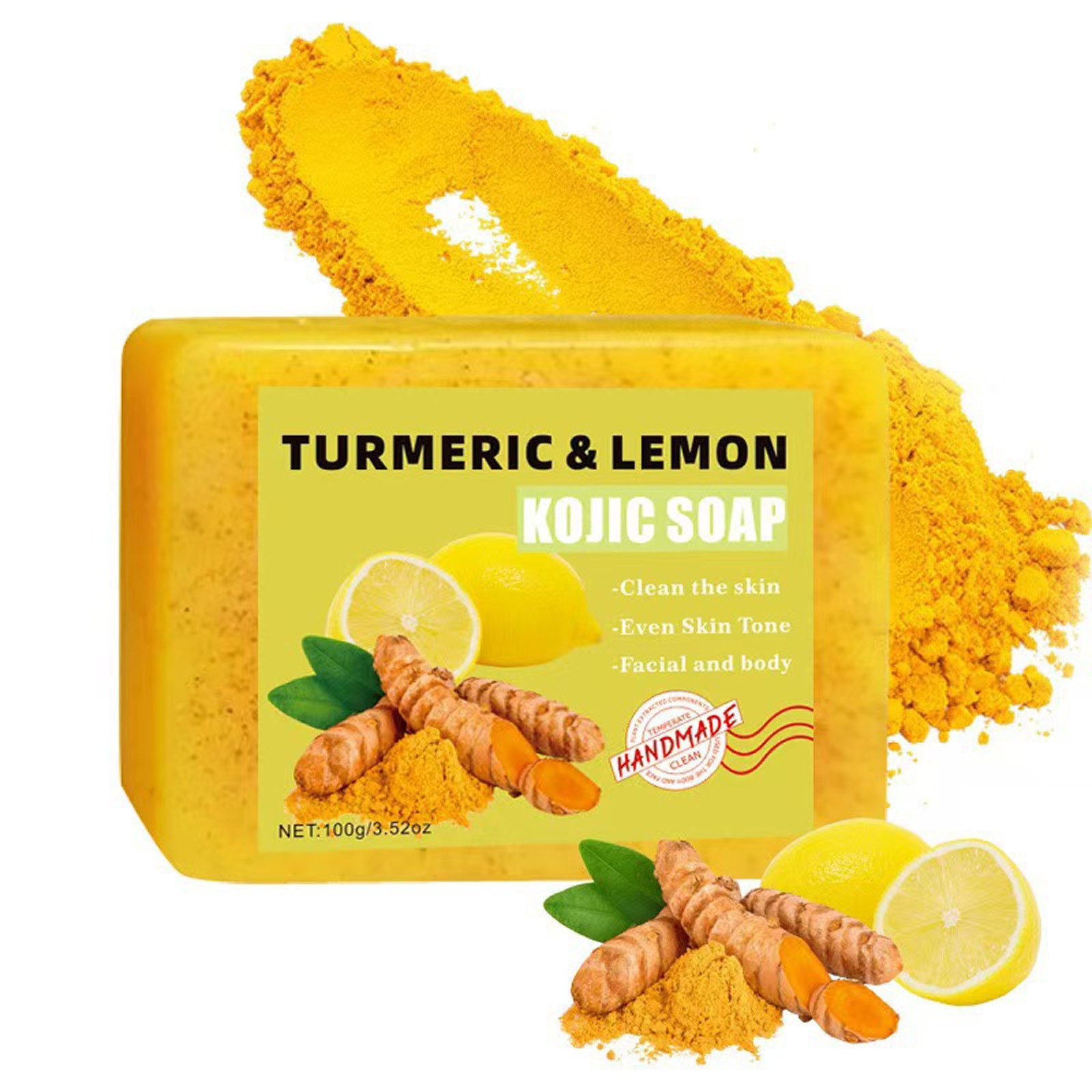 1Pcs Handmade Soap Soap Bar 100g Nourishing Turmeric Lemon Soap Hydrating