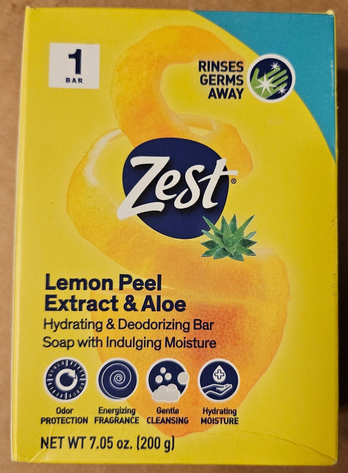 Zest Lemon Peel Extract & Aloe Hydrating Moisturizing Large Bar 7.05oz Lot Of 4