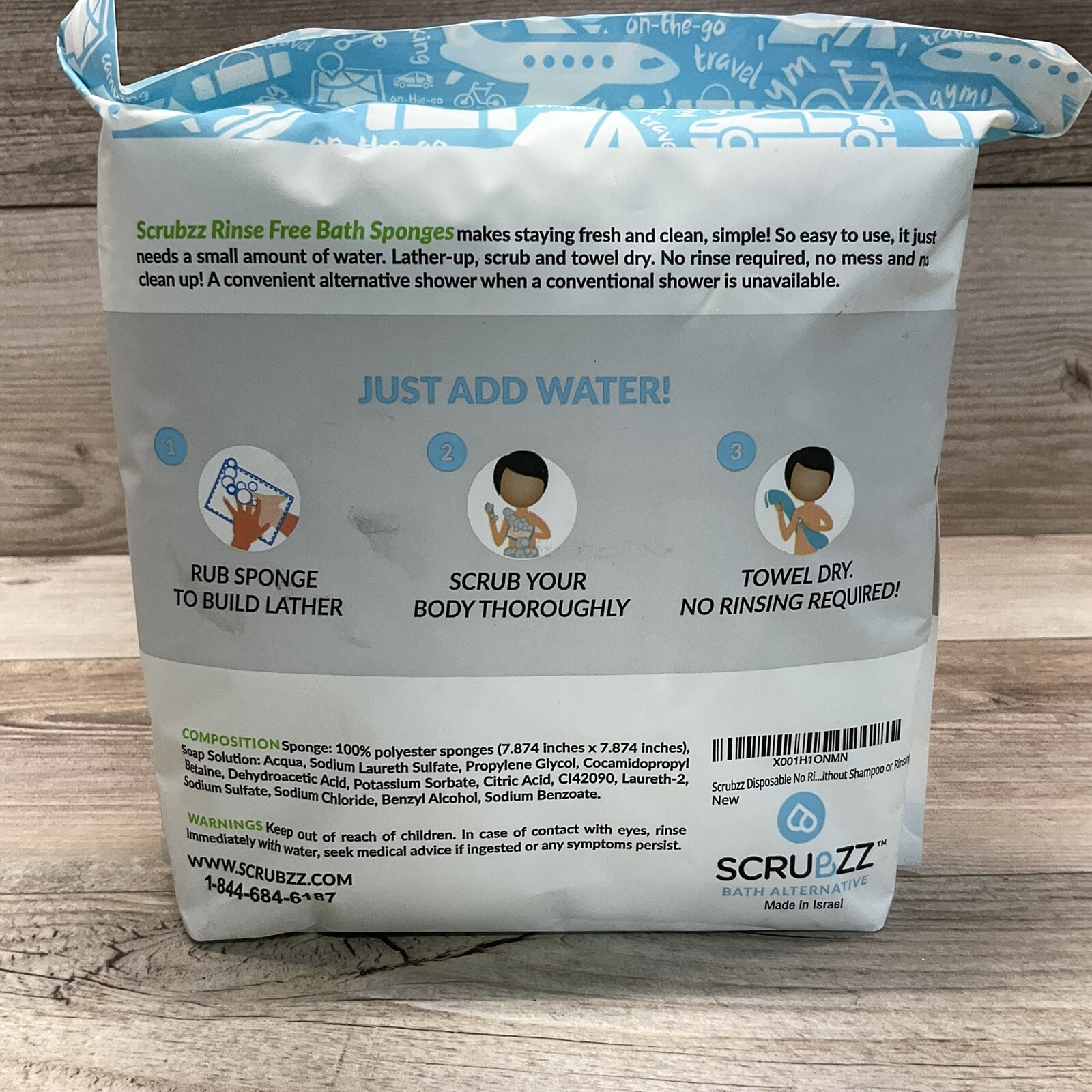 Scrubzz Disposable No Rinse Bathing Wipes – 25 Pack – All-In-1 Single Use Shower