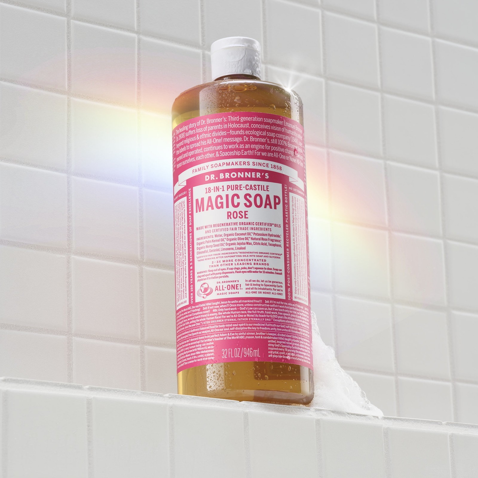 Dr. Bronner’s Magic Soap – Rose – Pure-Castile Liquid Soap – 32 fl oz