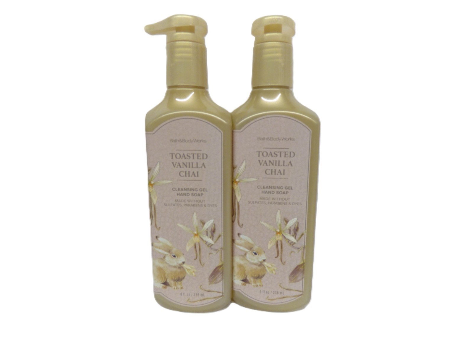 2 Bath & Body Works TOASTED VANILLA CHAI Cleansing Gel Hand Soap 8.0 oz each