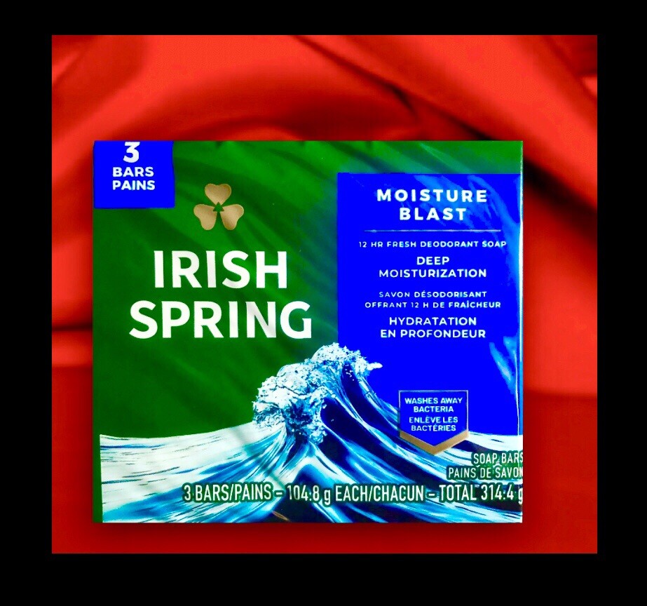 9 Bars Irish Spring Moisture Blast Deodorant Bar Soap:(3pk x 3), 12hr Fresh