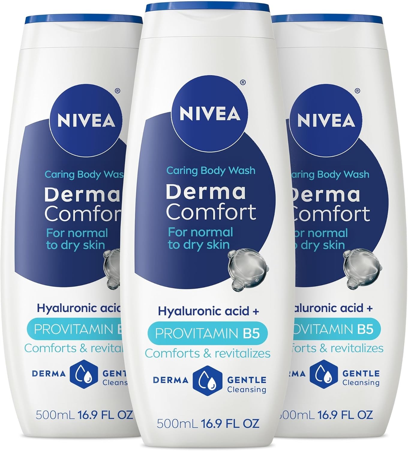 Derma Comfort Caring Body Wash for Normal to Dry Skin, Body Wash with Hyaluronic