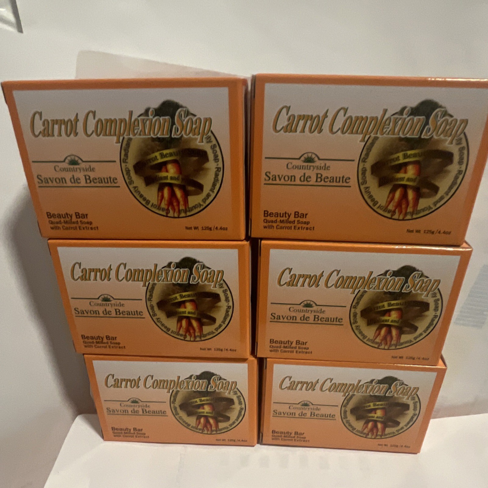 6-Pack Countryside Carrot Extract Quad-Milled Beauty Bar Soap 4.4 oz Unisex