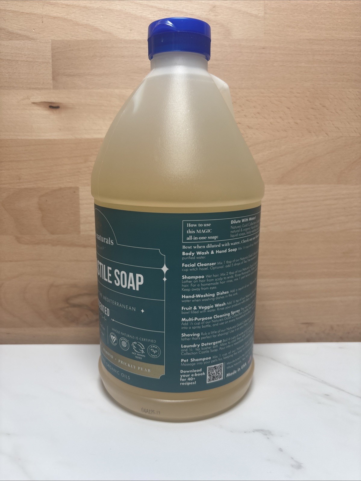 WholeNaturals Pure Castile Soap Liquid Unscented 64 Fl Oz