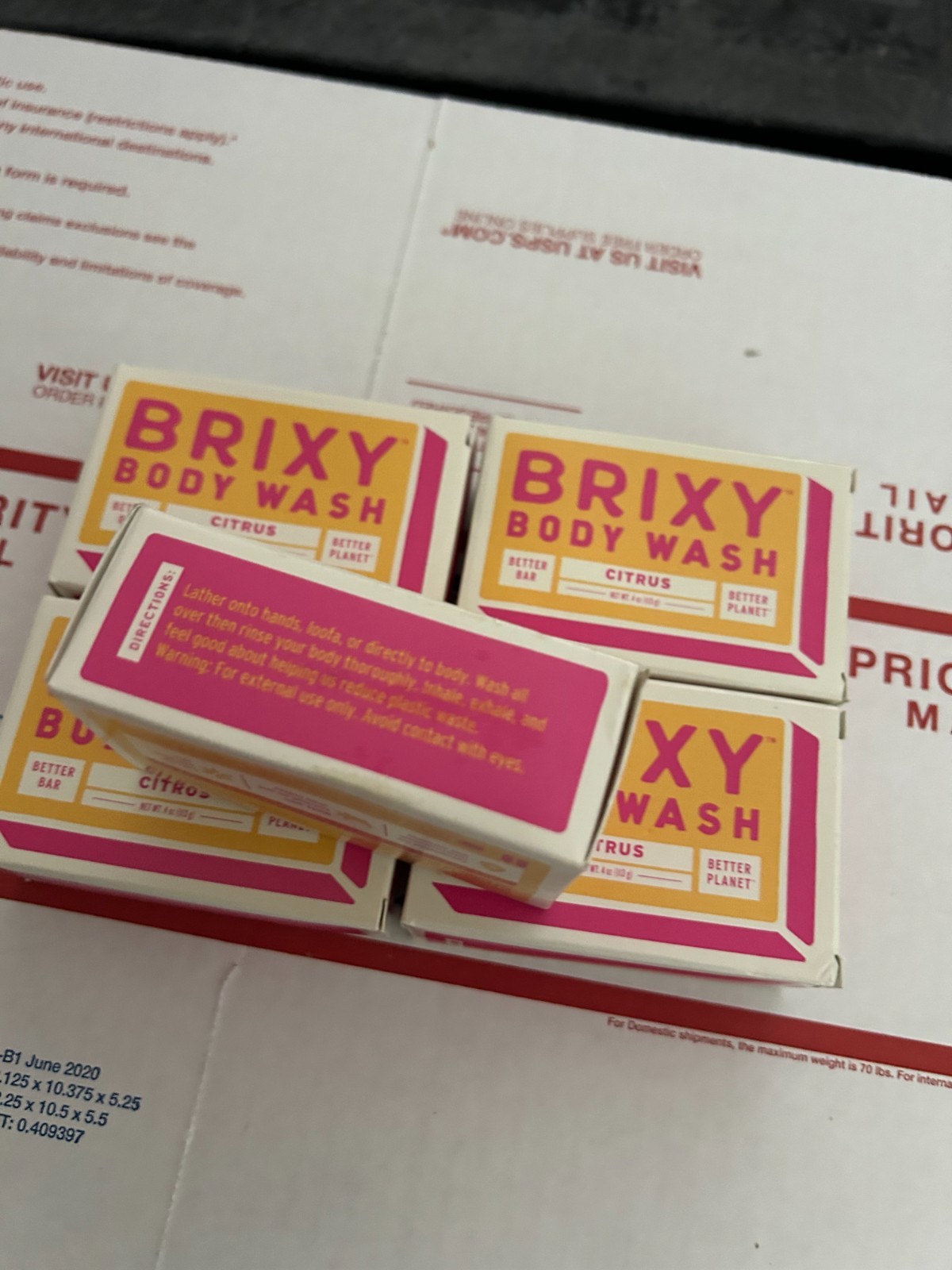 5-PACK LOT Brixy Citrus Body Wash Bar 4oz Eco Friendly Soap COCONUT Oil Shea