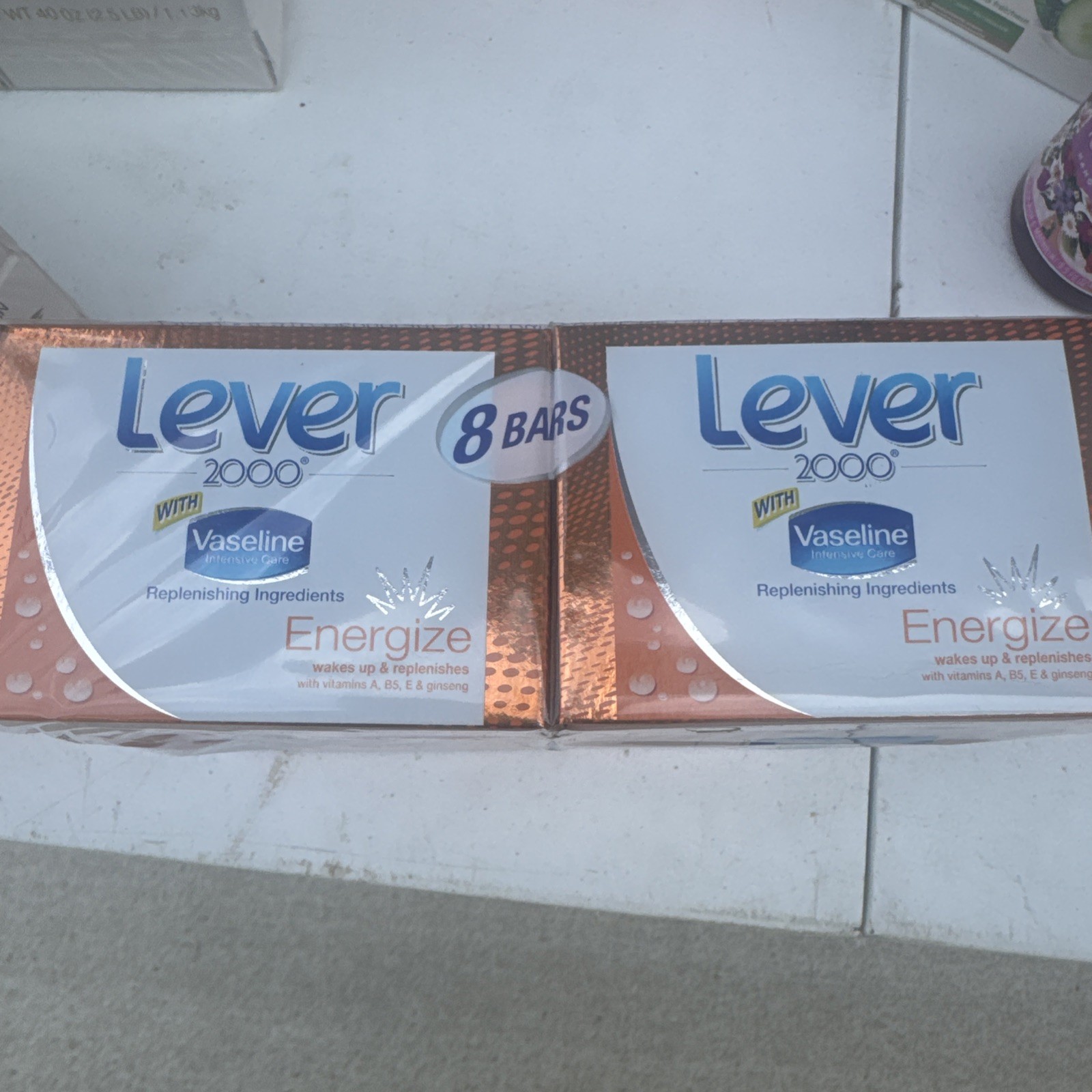 Lever 2000 w/Vaseline ENERGIZE Bar Soap Discontinued 8x 4.5oz Bars. IN PACKAGING