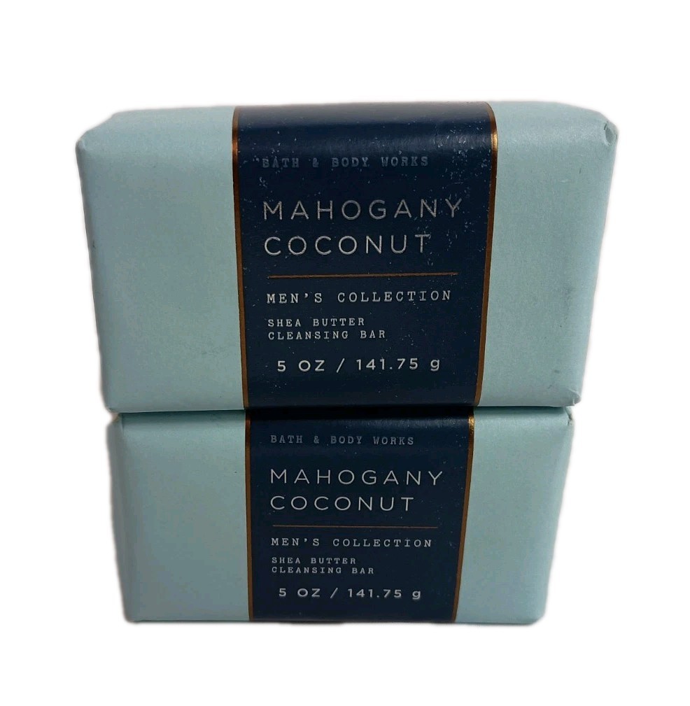2X Bath & Body Works Mahogany Coconut Shea Butter Cleansing Bar Soap 5 Oz. Each