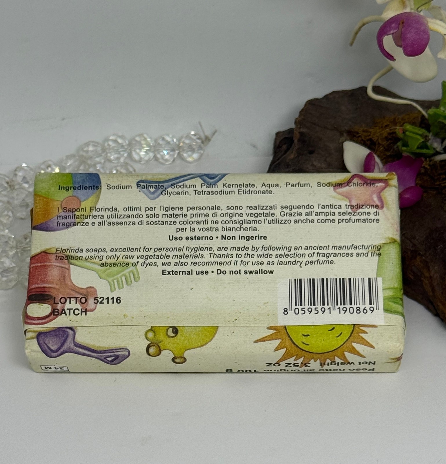 2x Florinda Coccole Di Profumo Sweet Orange Perfumed Vegetal Bath Soap – 3.52 oz