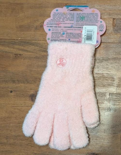 EARTH THERAPEUTICS ULTRA PLUSH ALOE VITAMIN E MOISTURE GLOVES PINK NEW