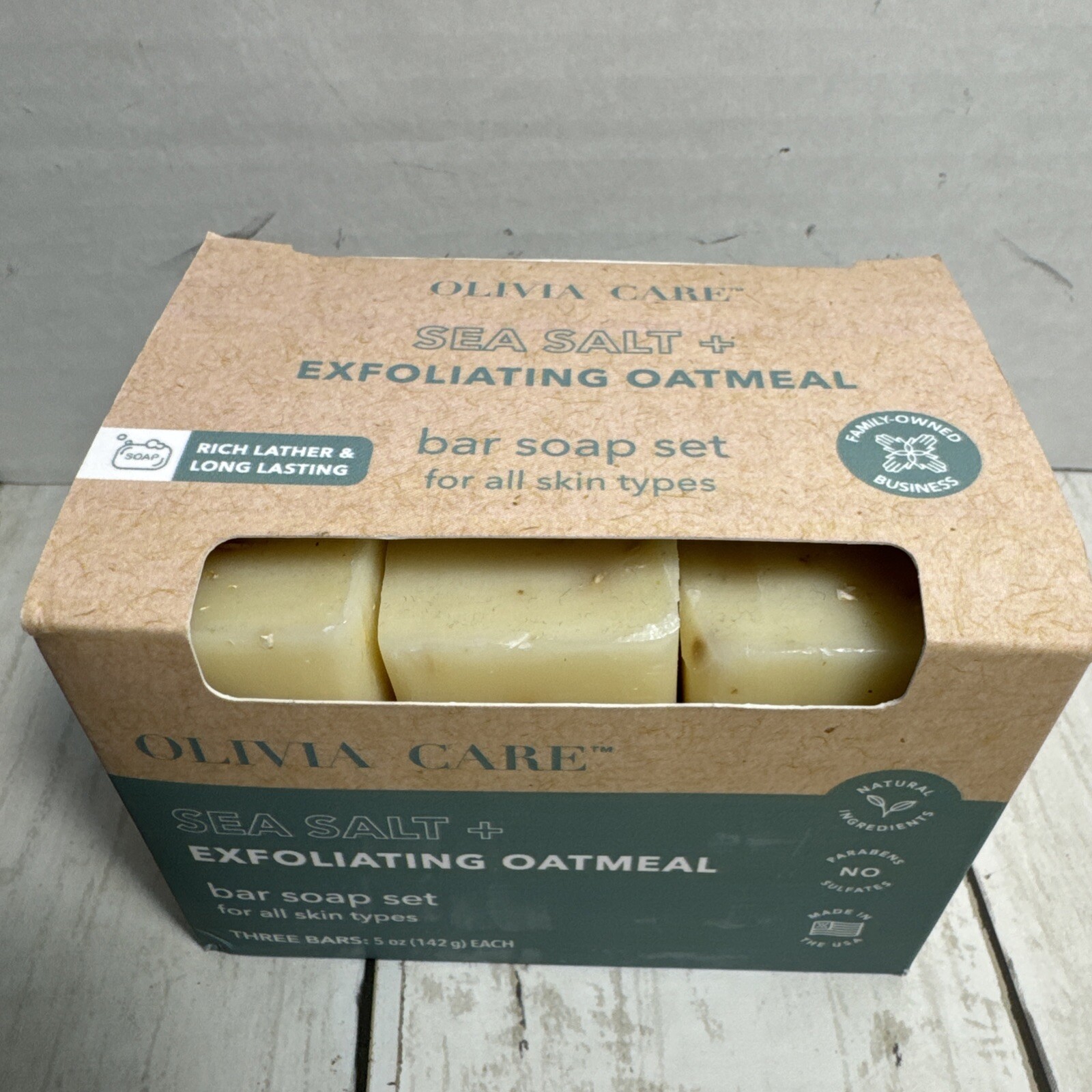 Olivia Care – Sea Salt + Exfoliating Oatmeal Bar Soap 3-5 Oz Bars
