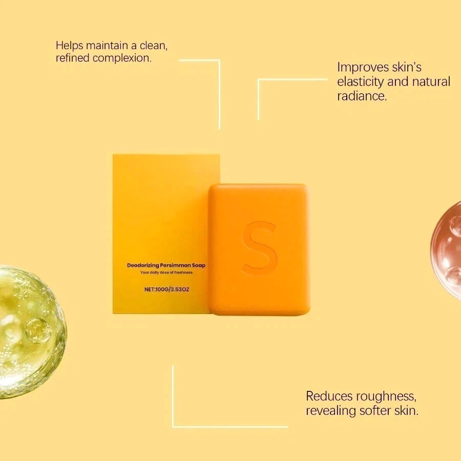 Swarva Persimmon Soap Bar Body Odor Control Deodorant Soap for Men&Women