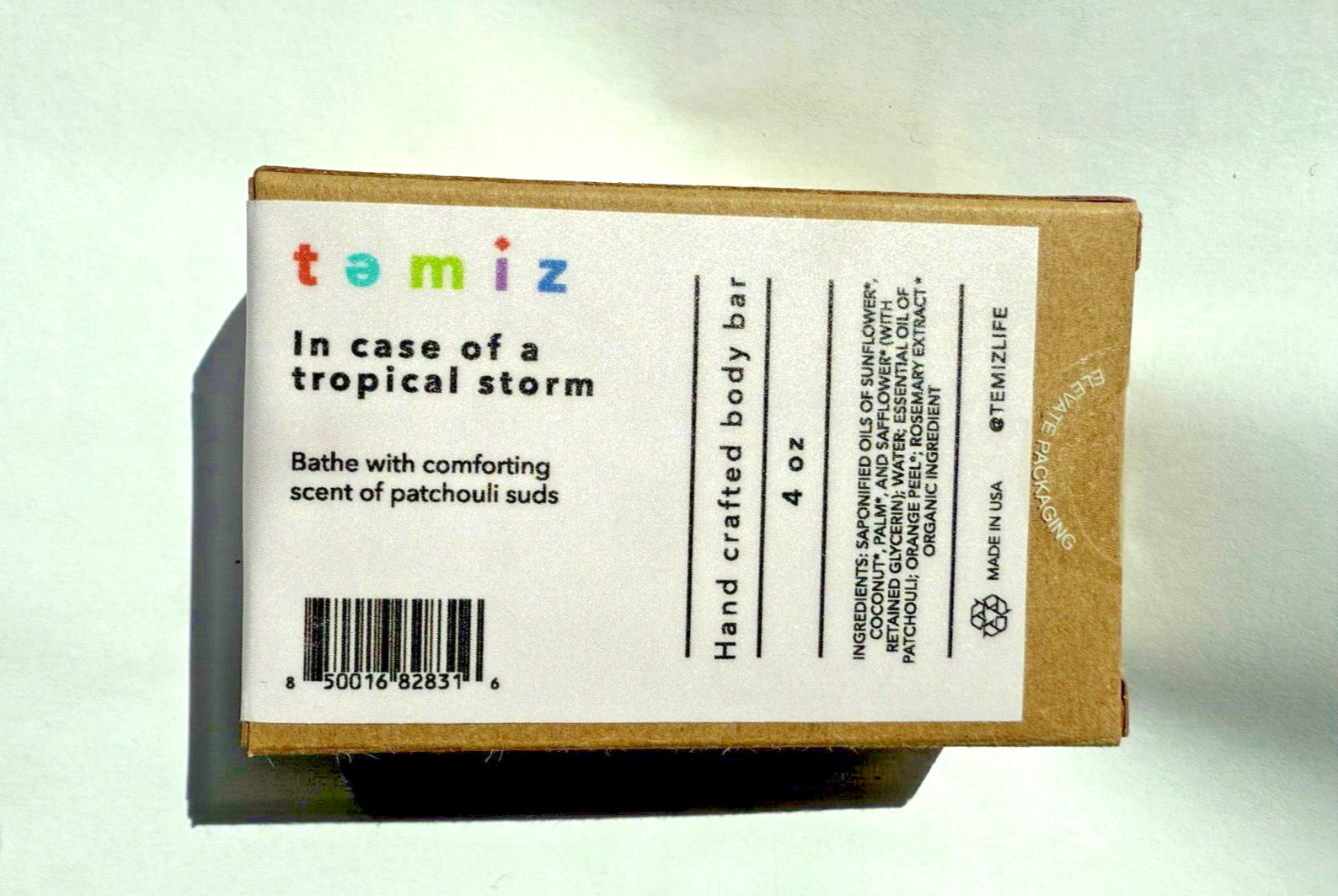Temiz Hamam Hand Crafted Body Soap Bar Patchouli Bar 4oz.