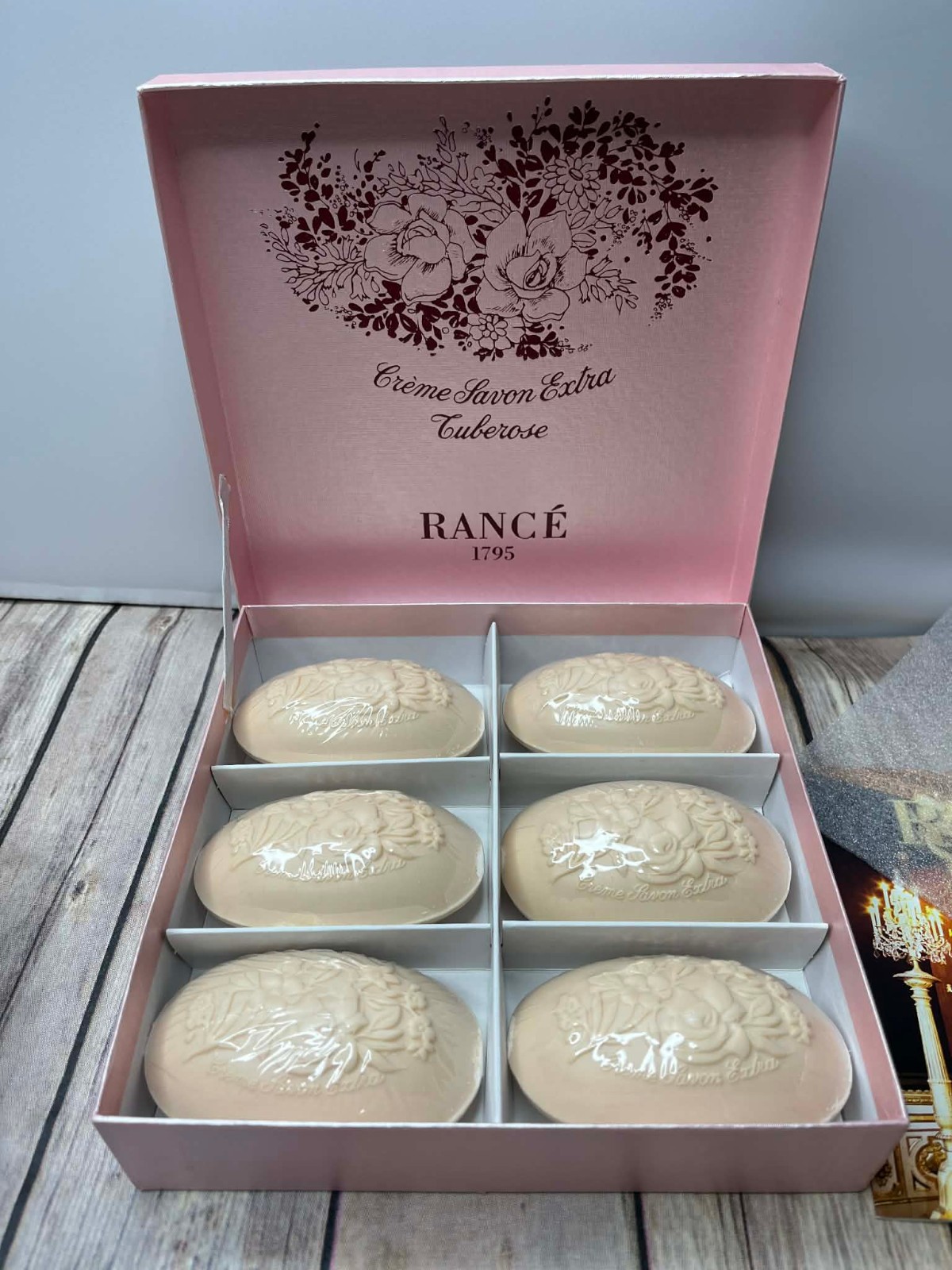 Rance 1795 Creme Savon Extra Tuberose Bar Soap Box Set 21 oz (6×3.5 oz) Italy