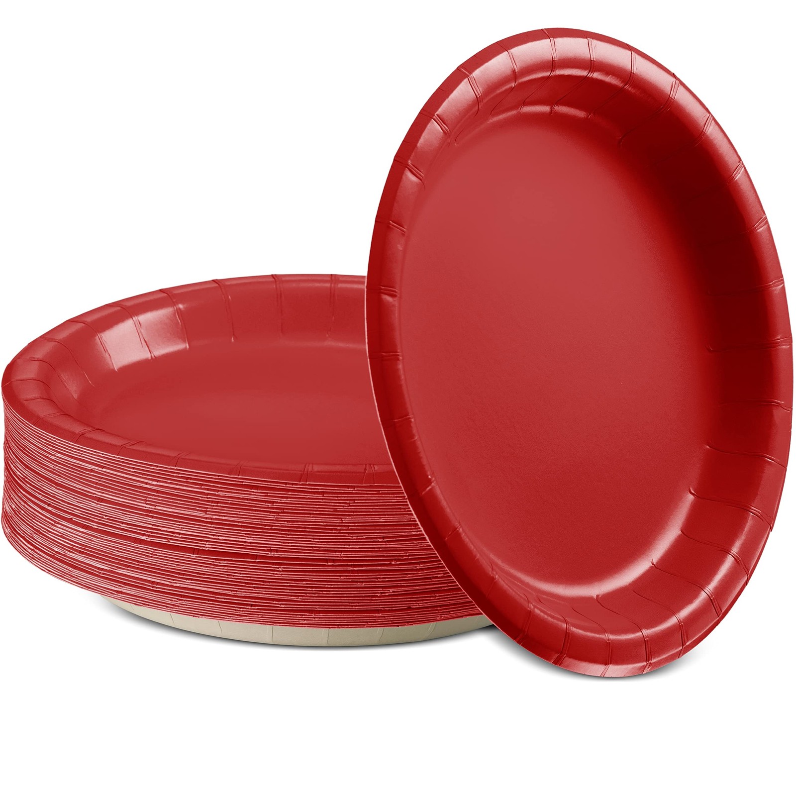 Amcrate Disposable Paper Plates Red, 7 Inch Paper Dessert Plates, Strong and …