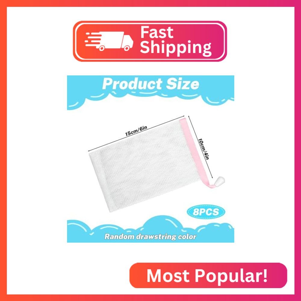 Piriuuo 8 Pcs Soap Bags, Mesh Foaming Soap Bar Bag with Drawstring for Bath Show