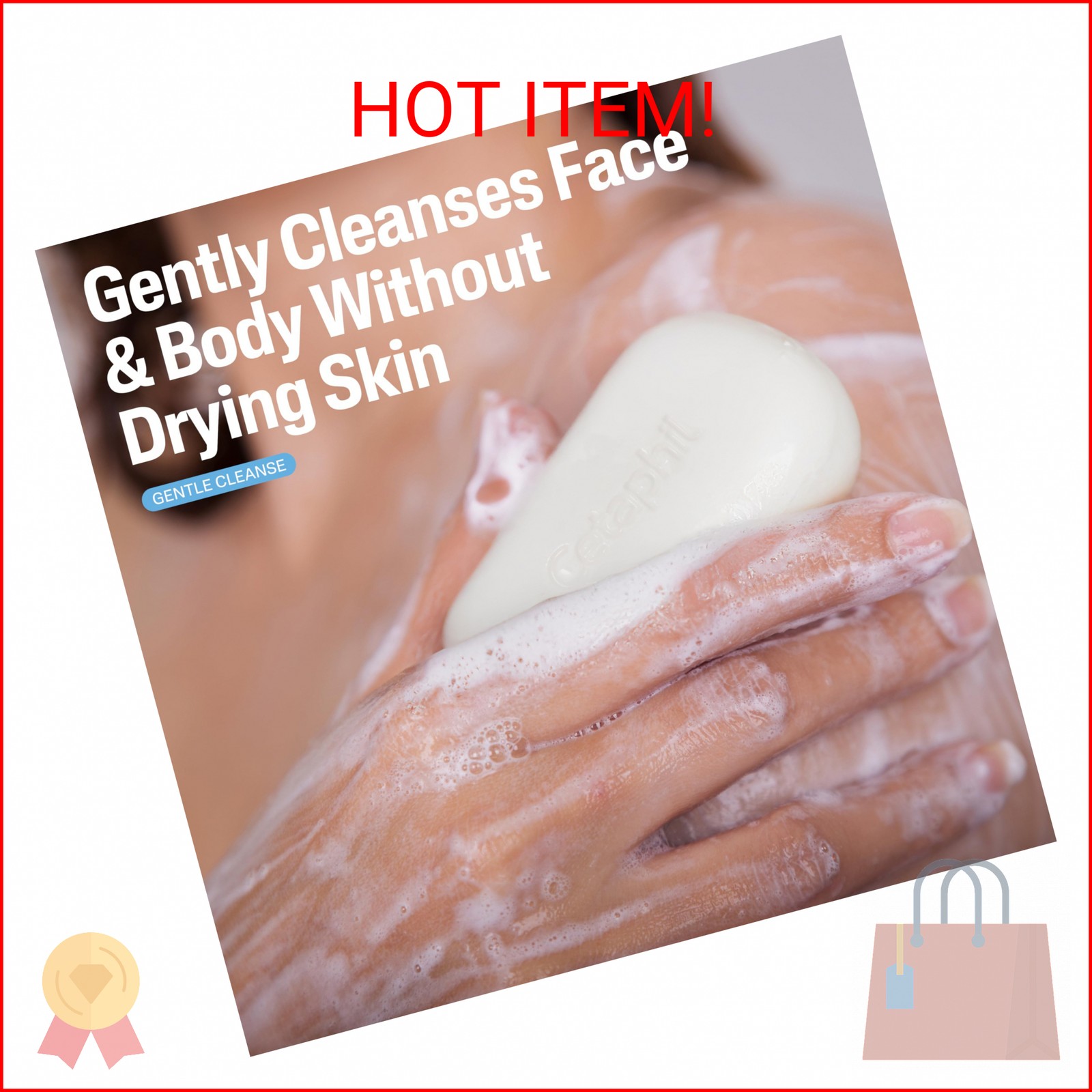 Cetaphil Gentle Cleansing Bar Soap, Sensitive & Dry Skin, 4.5oz, 6ct