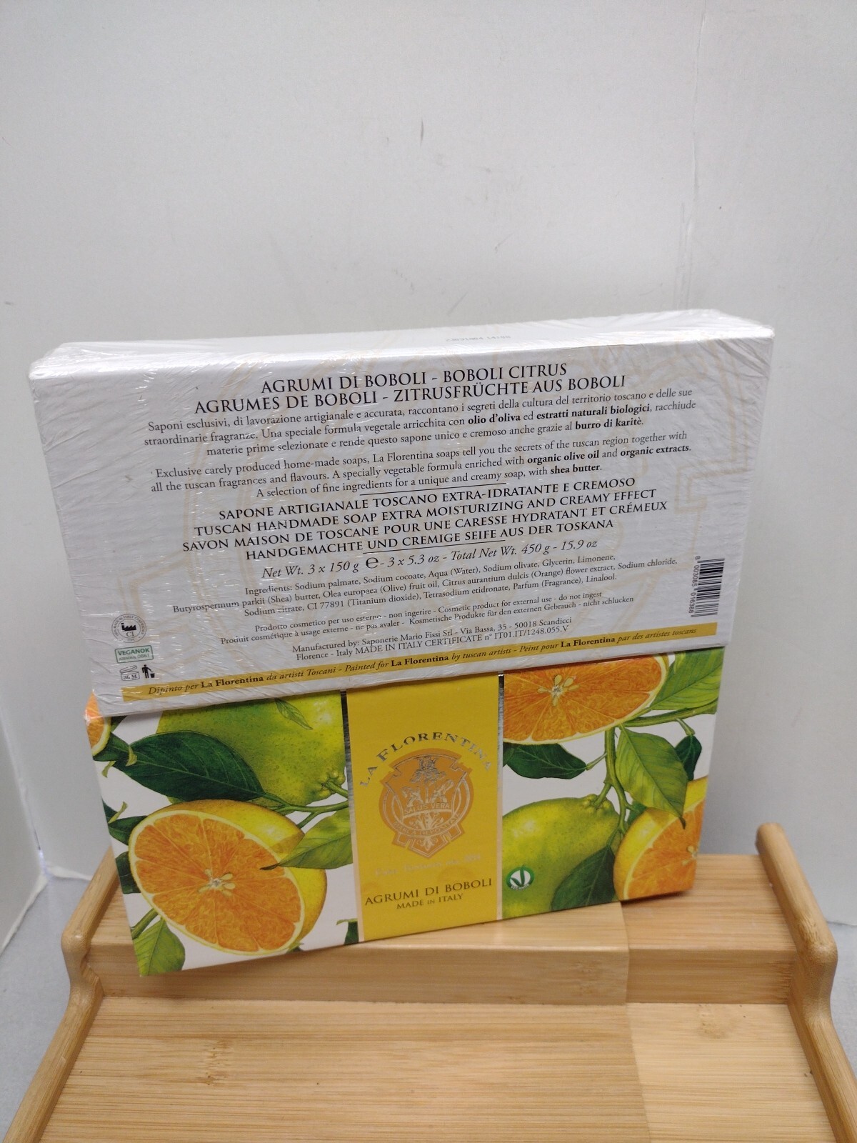 3pk La Florentina BOBOLI CITRUS 15.9oz Emboss Luxury Soap Italy Organic Homemade
