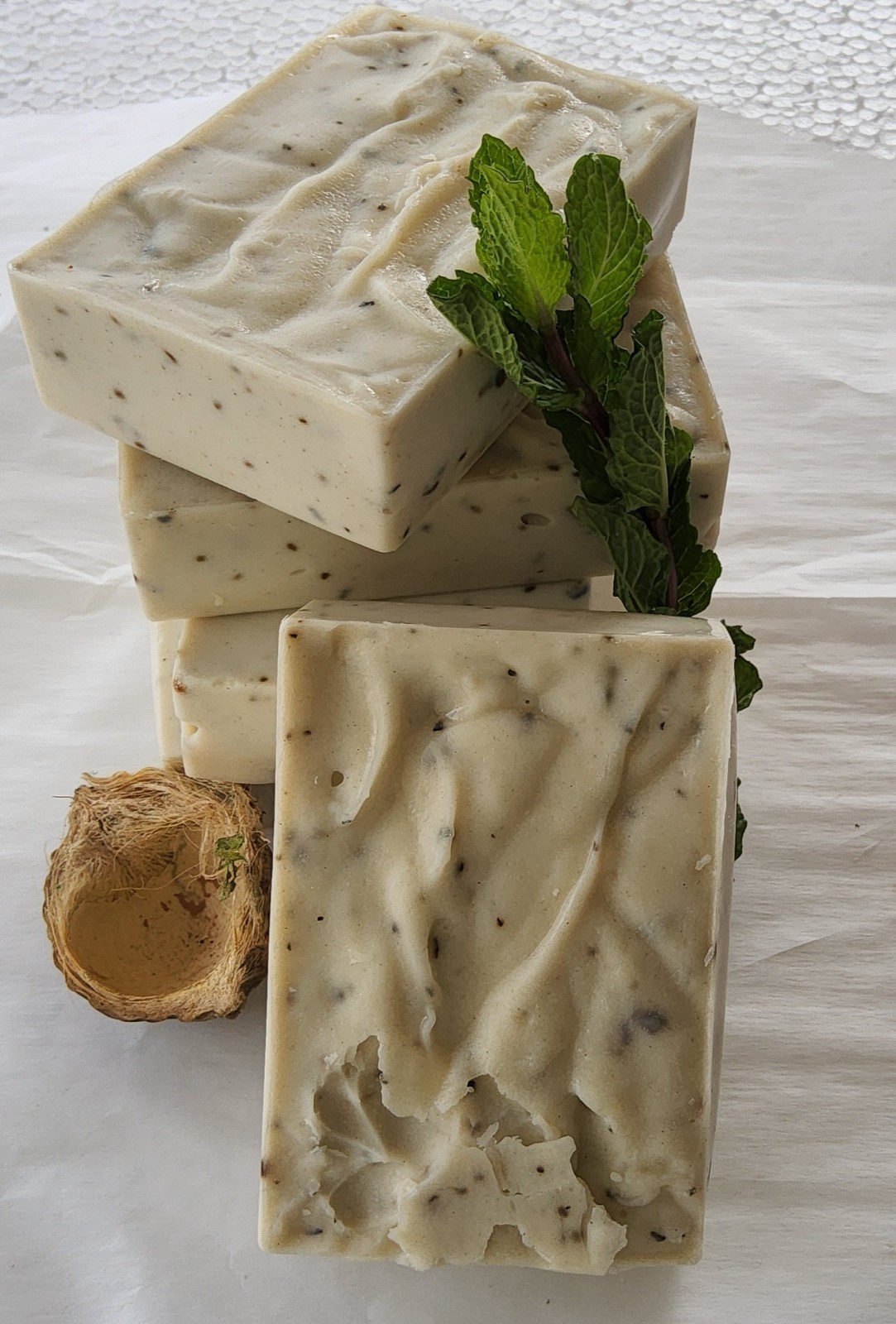 3 pcs Handmade Peppermint-Lavender-Bentonite Clay Natural Soap 3.5 oz each.