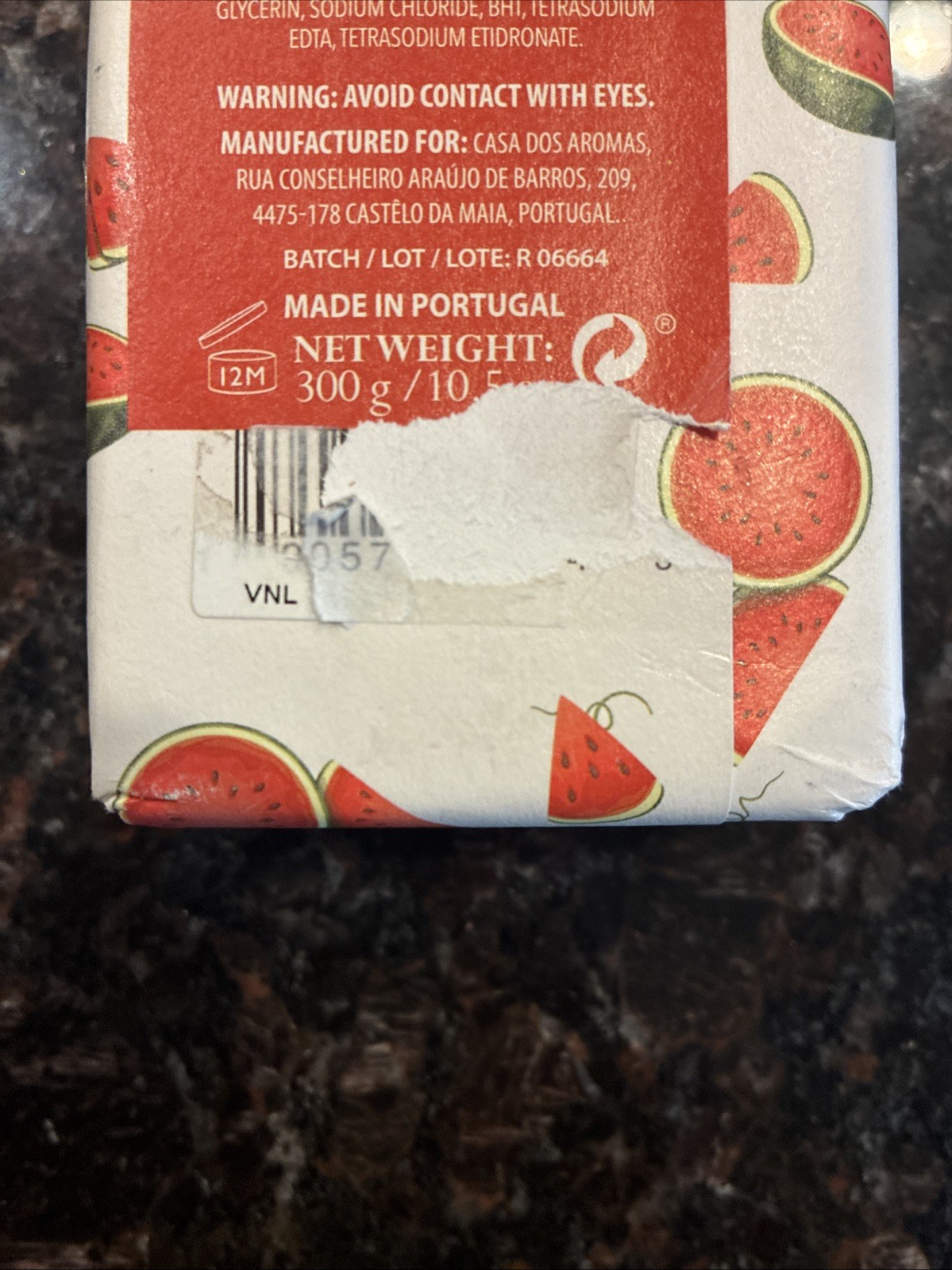 CASA DOS AROMAS WATERMELON Triple Milled Scented Soap Bar 10.5 Oz Fresh