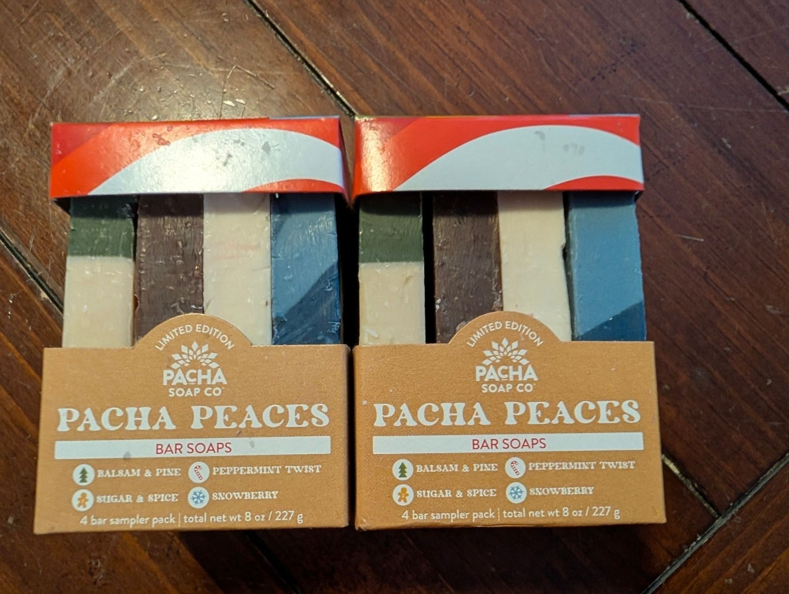 Two Pacha Soap Co. Limited Edition Pacha Peaces Bar Soaps 4-Pack Sampler 8oz