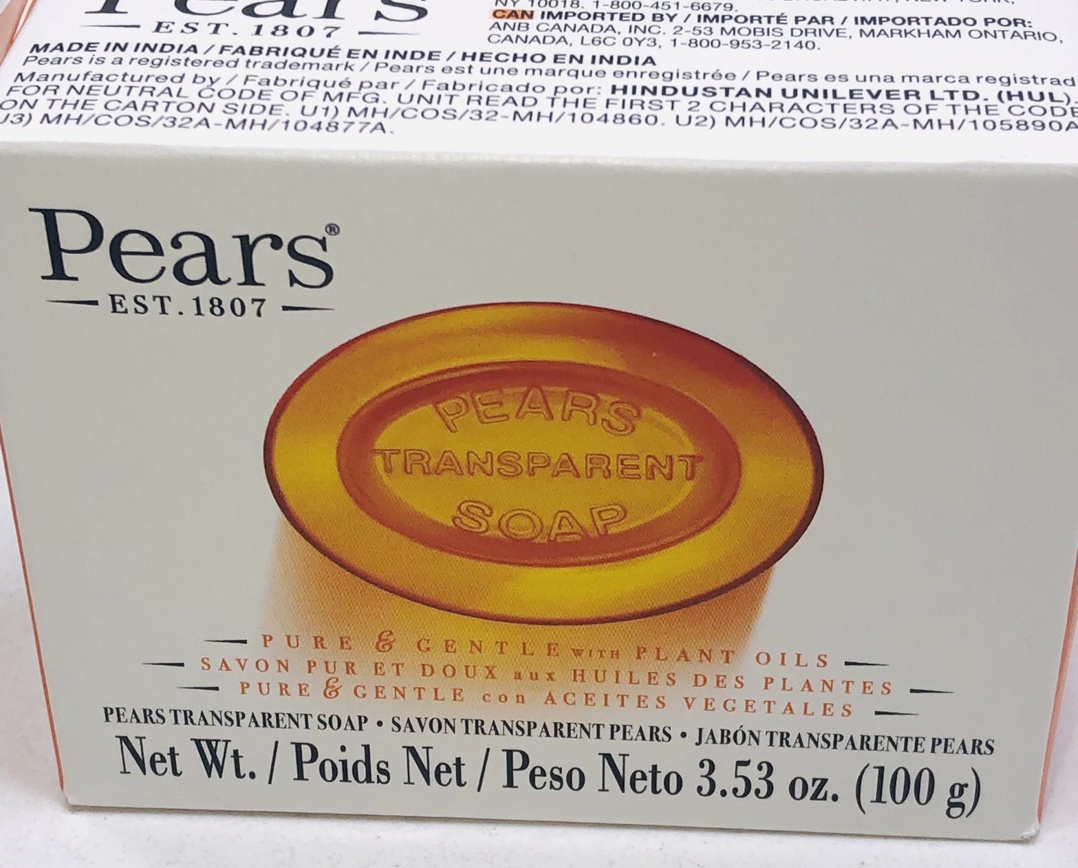6 bars Pears Pure and Gentle Soap with Natural Oils 3.53 oz Bar Soap