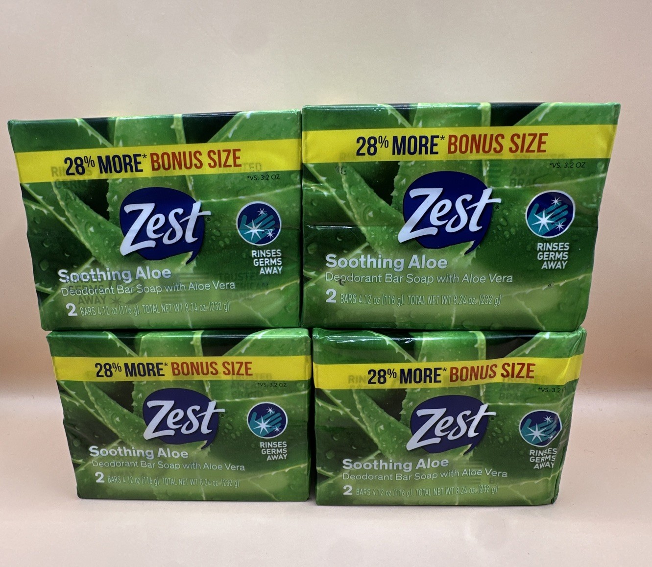 4pack Of Zest Soothing Aloe Deodorant Bar Soap With Aloe