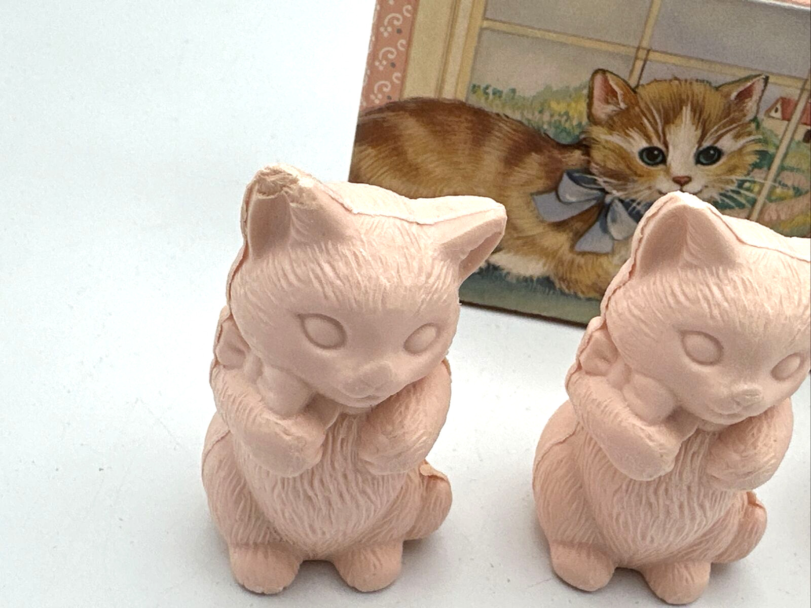 Vintage Avon Products 1987 Kitty Trio 3 Pink Kitten Cat Fragranced Soaps 3oz