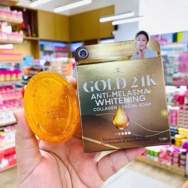 3x Gold 24K Whitening Facial Soap 50g Anti-Melasma Brightening Cleanser Collagen