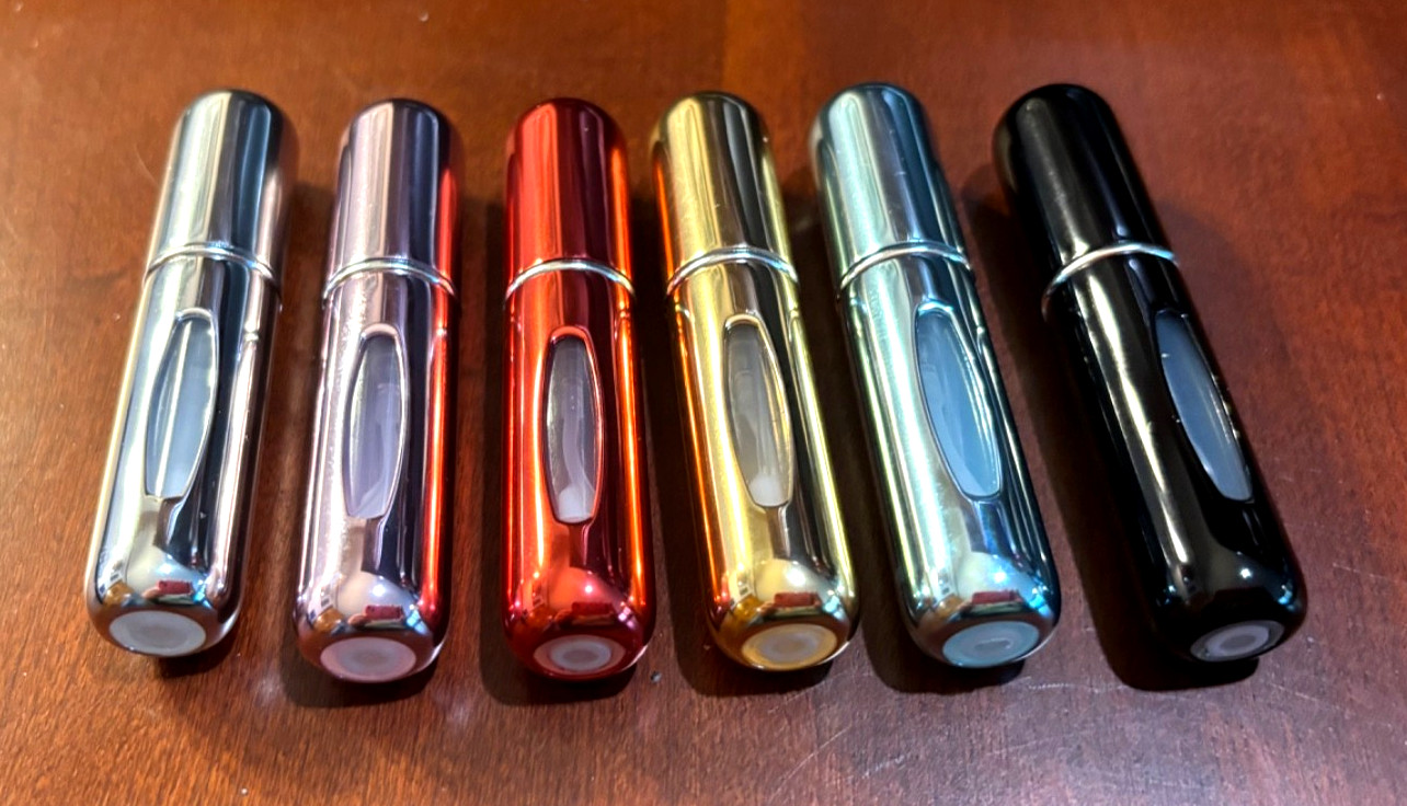 6 NEW Travel Portable Mini Refillable Perfume Atomizer Bottles Pump Spray 5ml