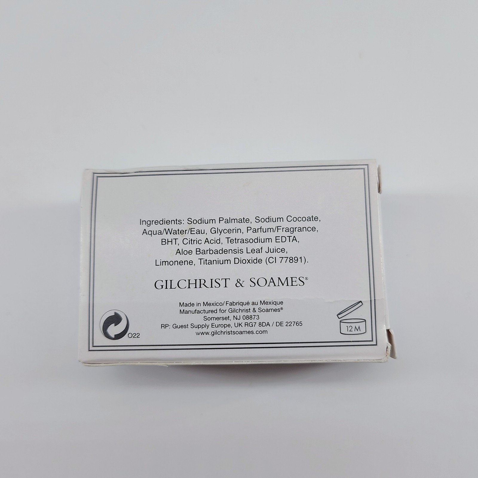Gilchrist & Soames Facial Soap Bar 1.5 oz / 42g Made in Mexico White Scented