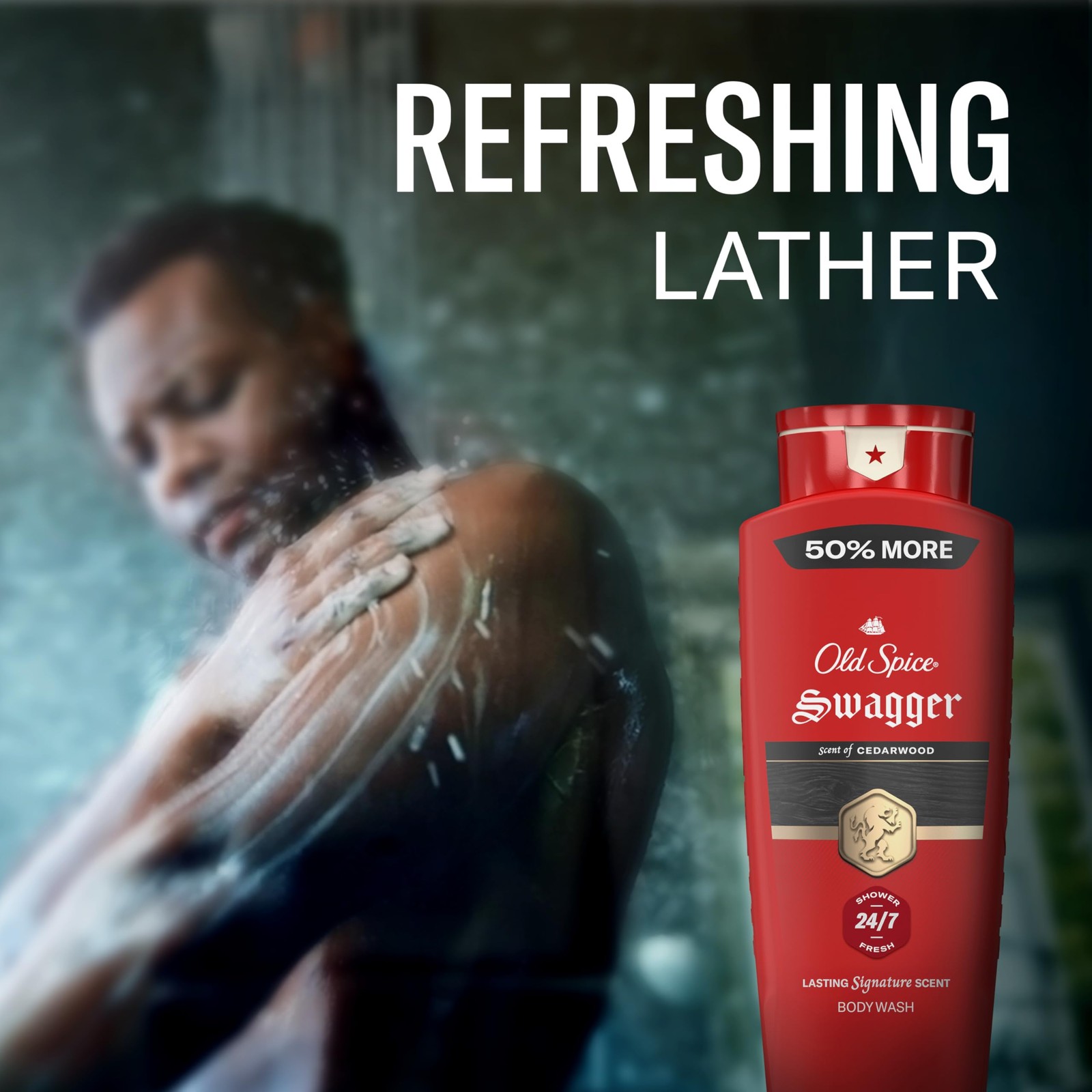 Old Spice Refreshing Body Wash for Men, 3X Defense, 24 Fl Oz (Pack of 4), Red