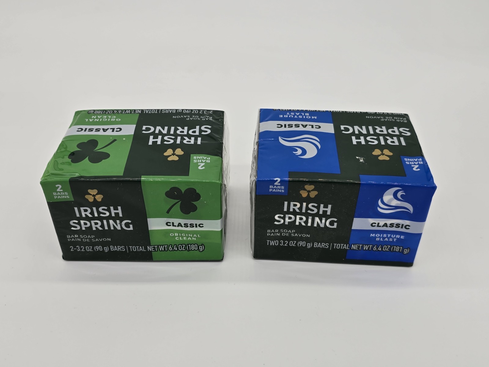 Irish Spring Classic Bar Soap 2 Pk Original Fresh Scent & 2 Pk Moisture Blast