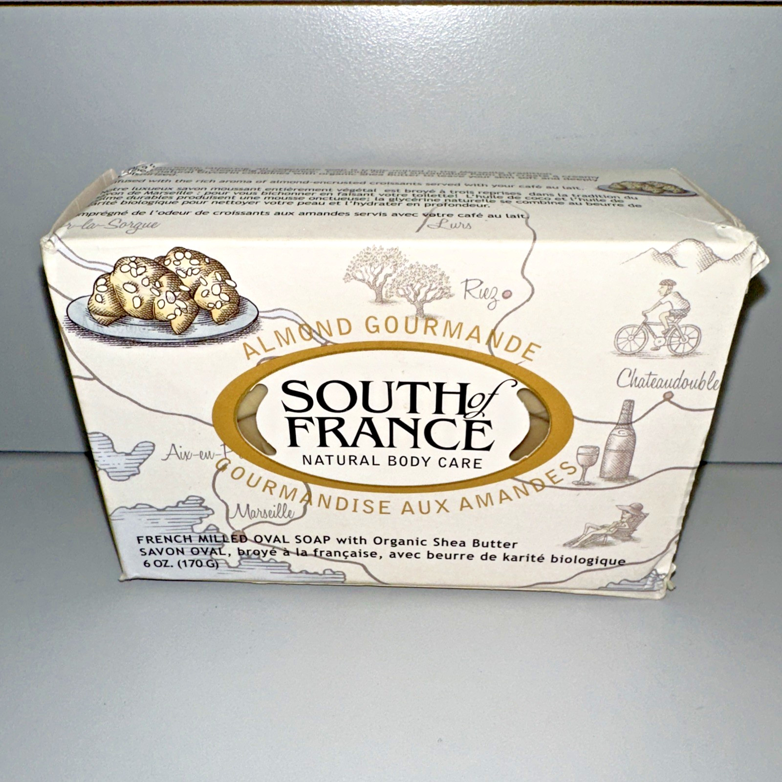 SOUTH OF FRANCE Almond Gourmande French Milled Oval Bar Soap 6 oz
