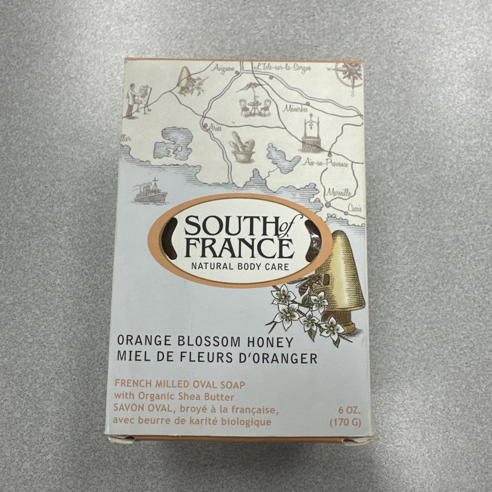 SOUTH OF FRANCE Orange Blossom Honey French Milled Oval Bar Soap 6 oz