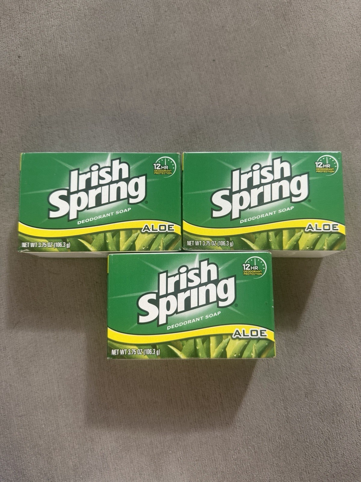Irish Spring Aloe Mist 12hr Fresh Deodorant Bar Soap with Aloe Vera Set of 3 NEW