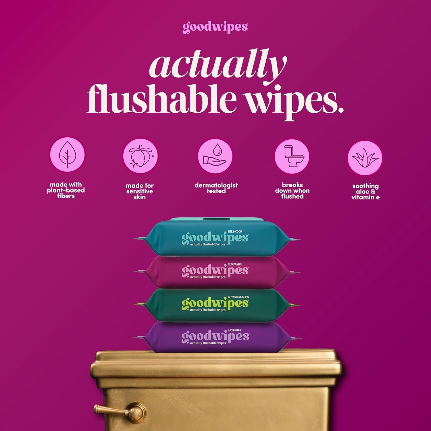 Rosewater Flushable Wipes Bulk Pack, 418 Count, Extra Large