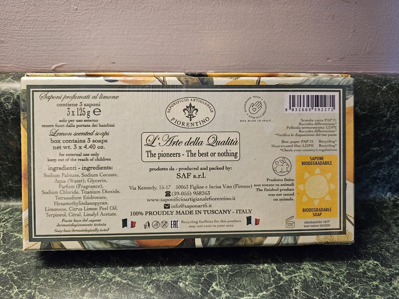La Saponeria Firenze “Tuscan Spruce” Luxury Scented Soap (10.5 oz) Gift Guest