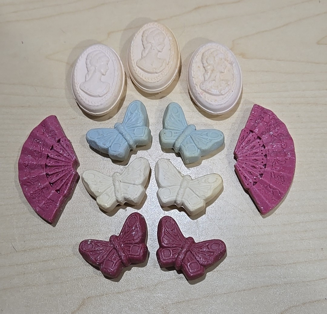 11 Spring Victorian Cameo Butterfly Fan Soaps Scented Novelty Bathroom Decor