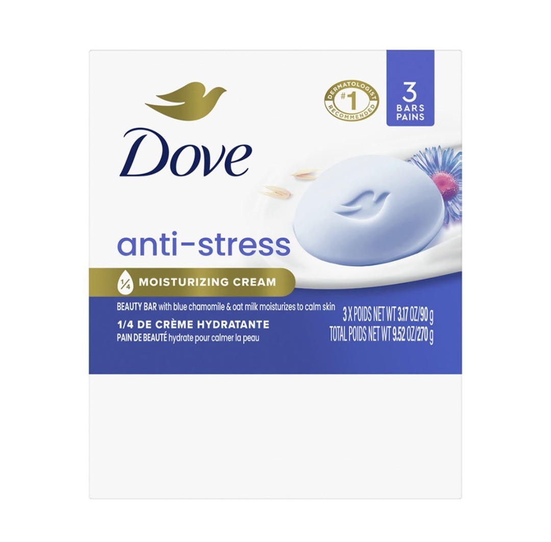 NEW! DOVE (2-BARS) 3.75 Oz. Bars ●ANTI-STRESS● Moisturizes To Calm Skin.