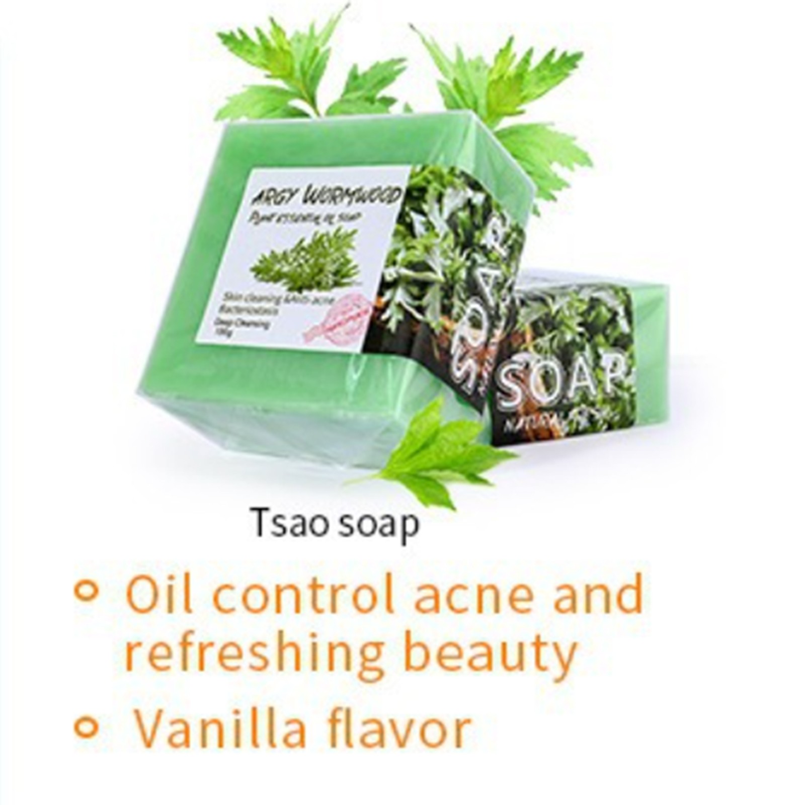3PCS Argy Wormwood Skin-friendly Handmade Soap Facial Cleansing Oil Control