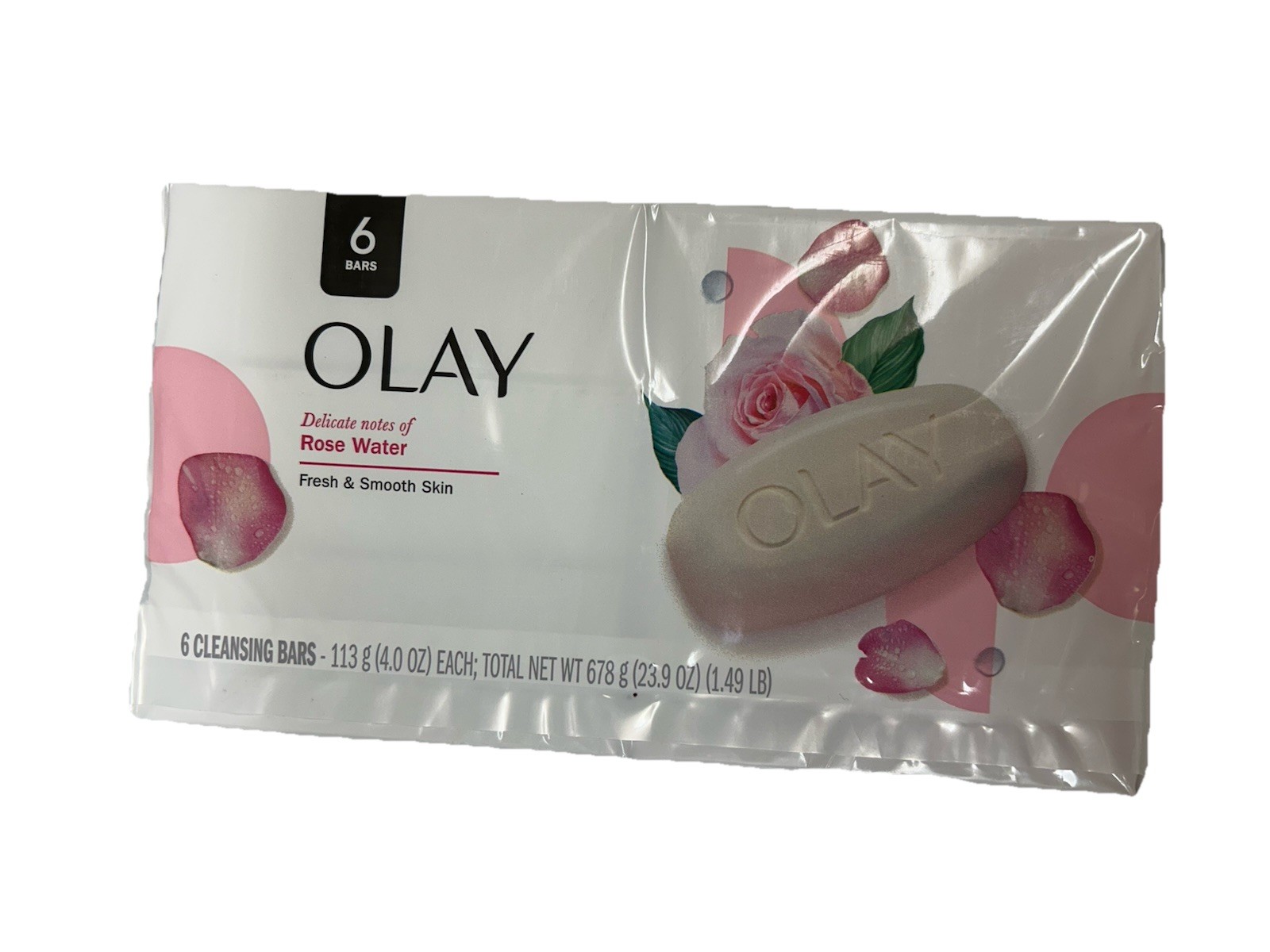 Olay Delicate Notes Of Rose Water Fresh & Smooth Cleansing Soap – 6 Bars (4oz)