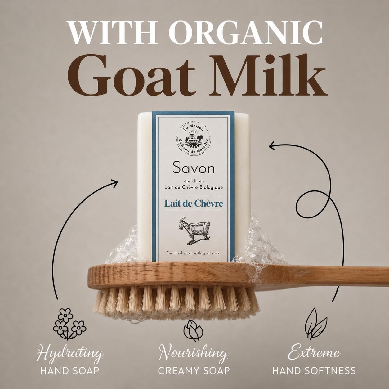 La Maison du Savon Goat Milk Soap Bar Duo for Hands & Body, 2 x 4.06 oz
