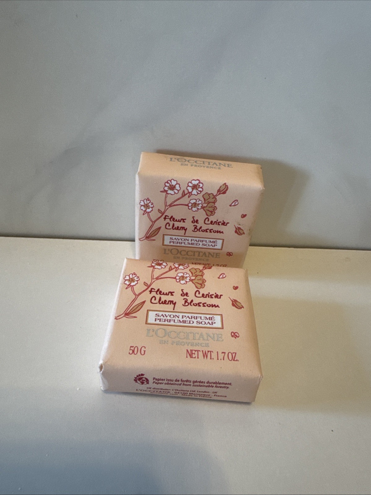 L’Occitane En Provence Perfumed Soap Cherry Blossom Lot Of 2. 50g./1.7oz. each.